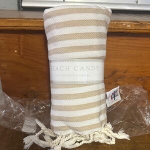 Turkish Original Striped Towel - Tan and White